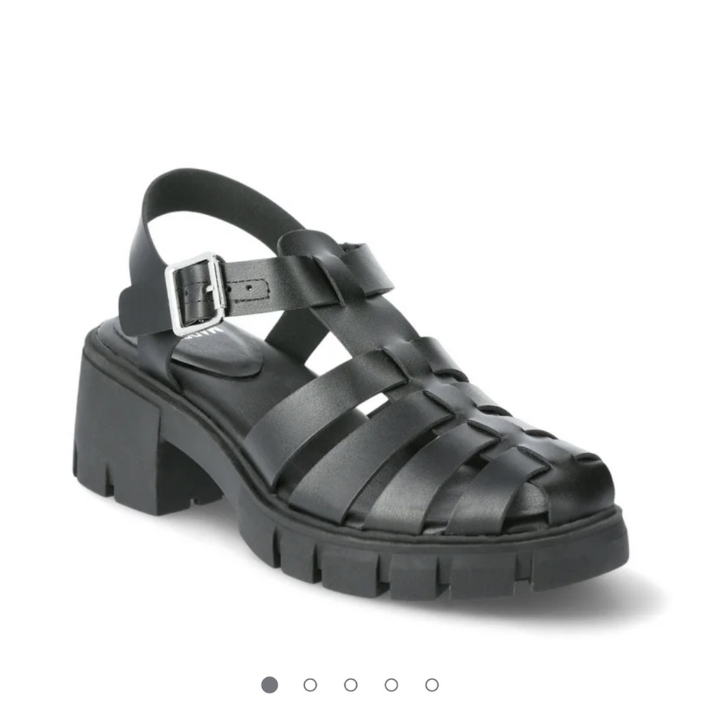 Madden Nyc Black Jelly Fisherman block heel sandals